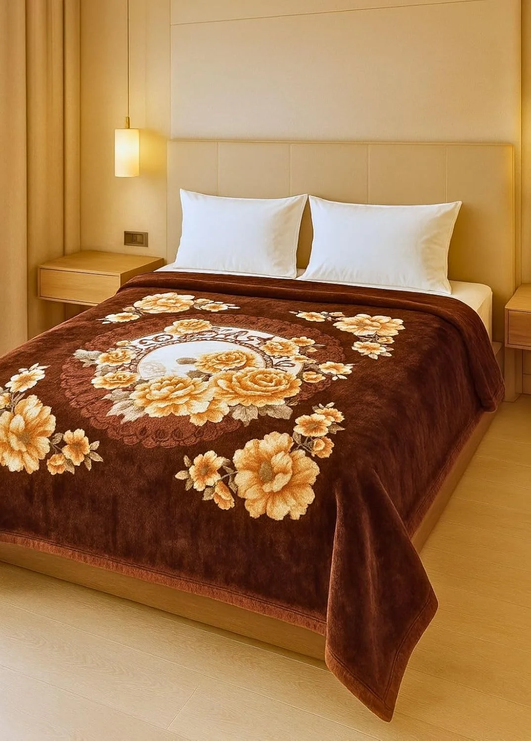 پتوی دونفره سیگنیچر، پتوی مینک میکروفایبر نرم برای زمستان های بسیار سرد (قهوه ای دارچینی)