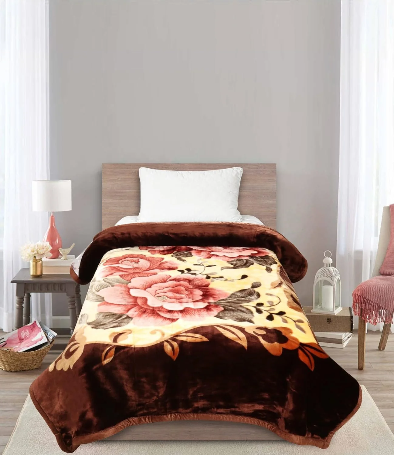 پتوی ممتاز راحت طلایی مناسب تخت یک نفره، دو لایه، دو رو (قهوه ای تیره، پلی استر، بسته 1 عددی) پتوی ممتاز راحت طلایی مناسب تخت یک نفره، دو لایه، دو رو (قهوه ای تیره، پلی استر، بسته 1 عددی)