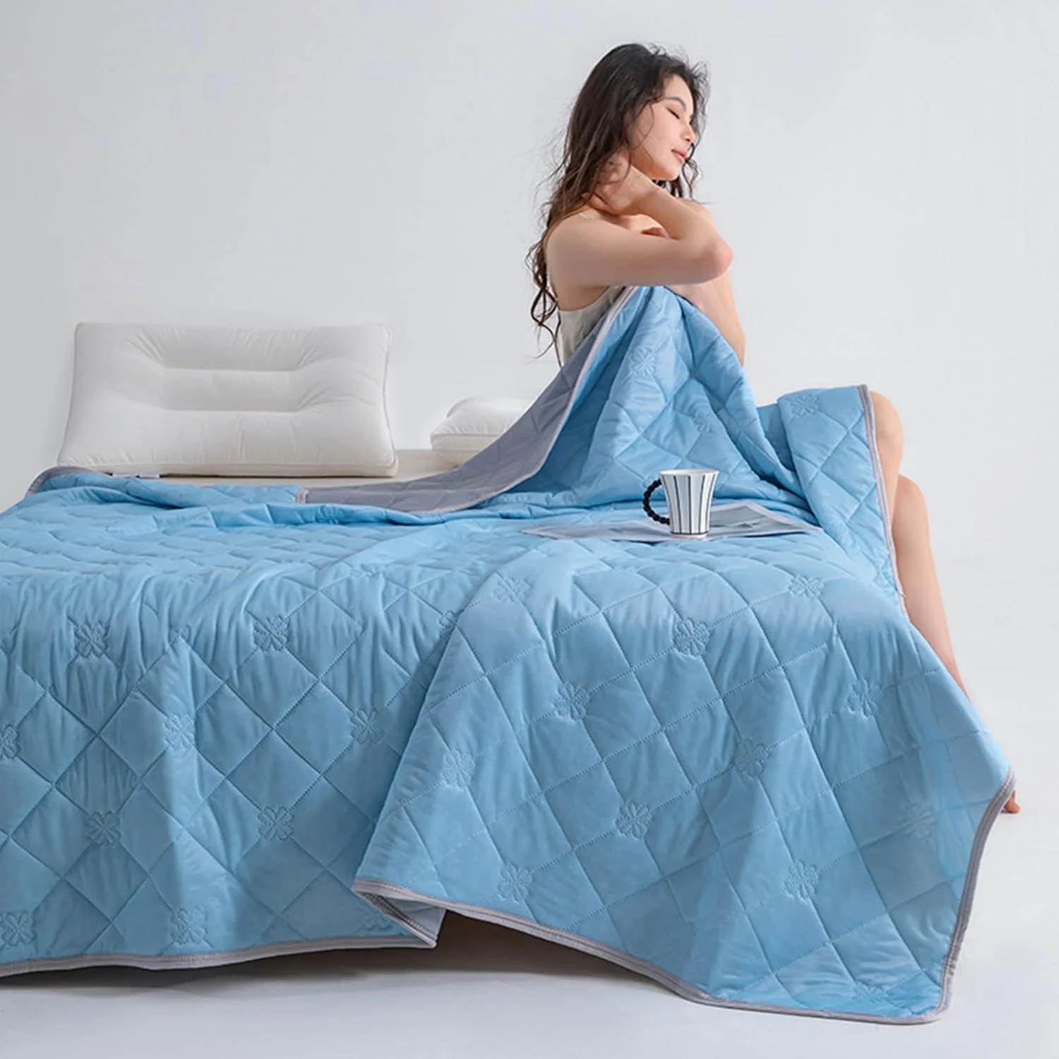 پتوی خنک کننده کامفی اسلیپرز، پتوی خنک کننده تابستانی برای خواب، لحاف سبک وزن دو طرفه برای بزرگسالان، مناسب آپارتمان، مسافرت، خوابگاه، مبل و خانه