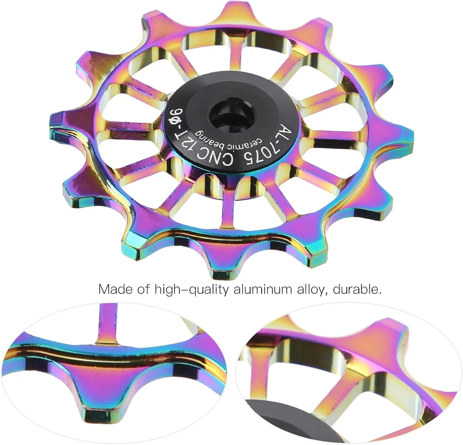 چرخ دنده قرقره شانژمان عقب 12T Fockety، چرخ راهنمای سرامیکی آلیاژ آلومینیوم 12T، غلتک راهنمای بلبرینگ سرامیکی برای جاده و کوهستان