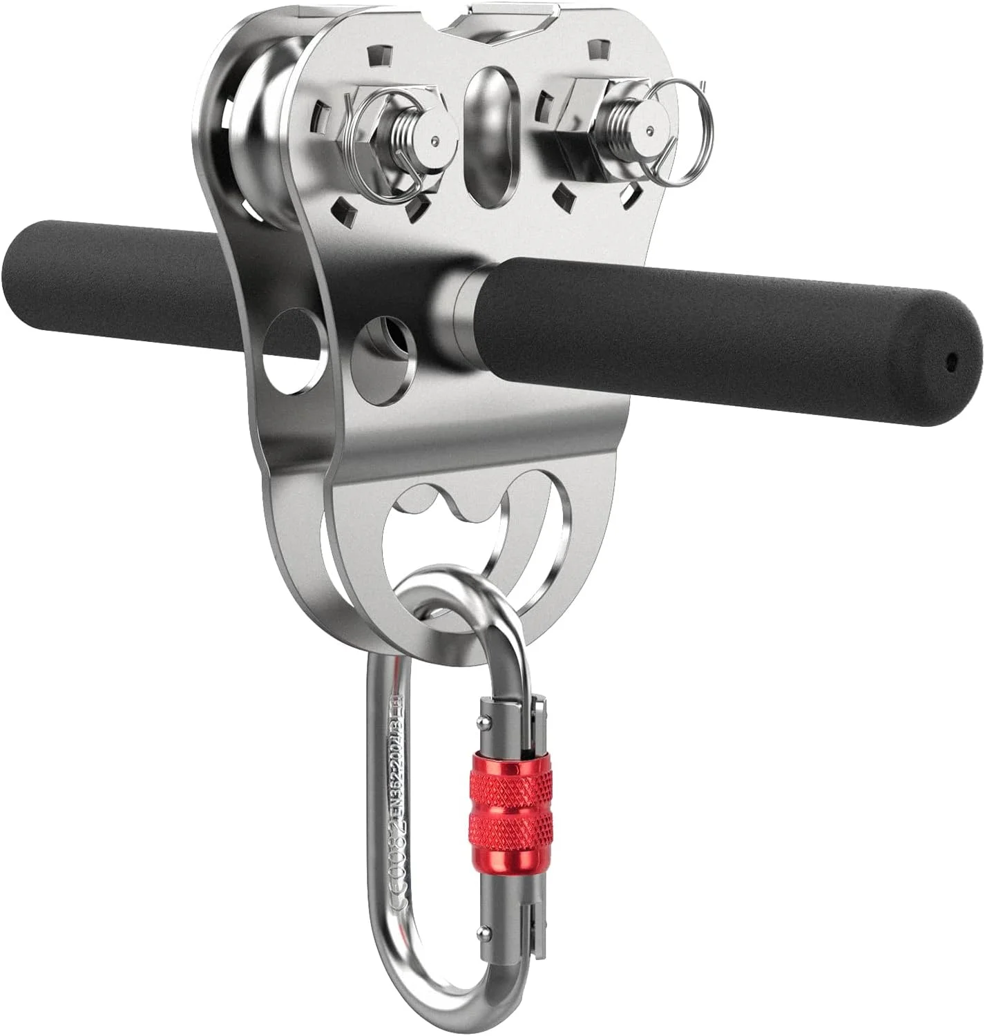 قرقره زیپ لاین Fologtoo، ترولی زیپ لاین فولاد ضد زنگ 304 سنگین، دسته ایمنی تقویت شده برای زیپ لاین حیاط خلوت، حمل و نقل، مناسب برای کابل فولادی 1/4 تا 1/2 اینچ، ظرفیت بار کاری 500 کیلوگرم