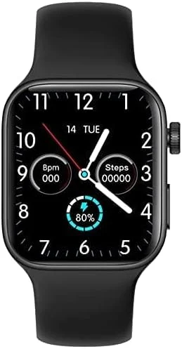 ساعت هوشمند AWH سری 7 سازگار با گوشی های آیفون و اندروید، ردیاب ضربان قلب و دمای بدن، اعلان تماس ها و پیام ها (مشکی)