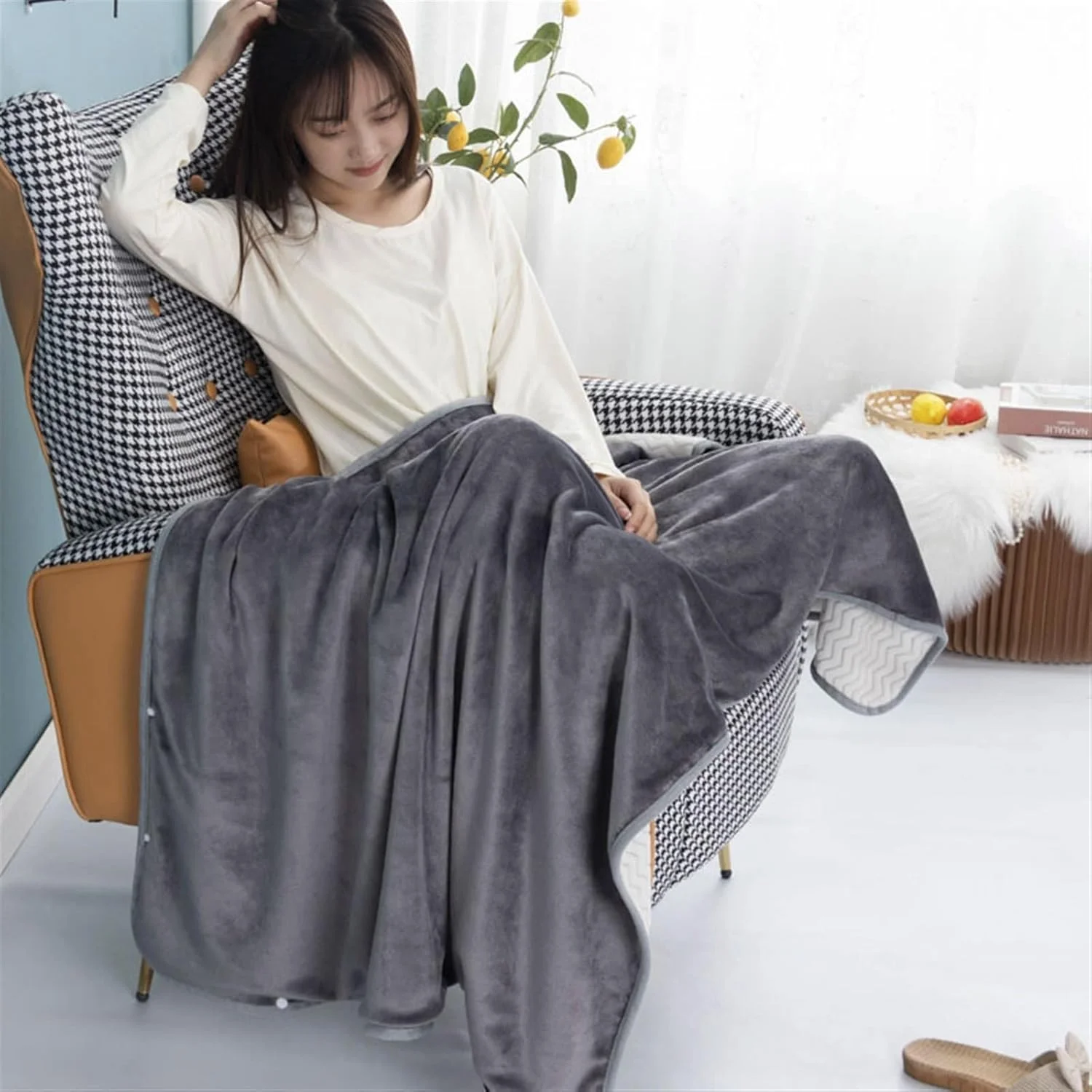 VINAMY Blankets Wearable Blanket Weighted Hoodie And Throws Fluffy Blankets Cover On The Sofa Home Bath Towel With Sleeves for Beds(100x150cm)