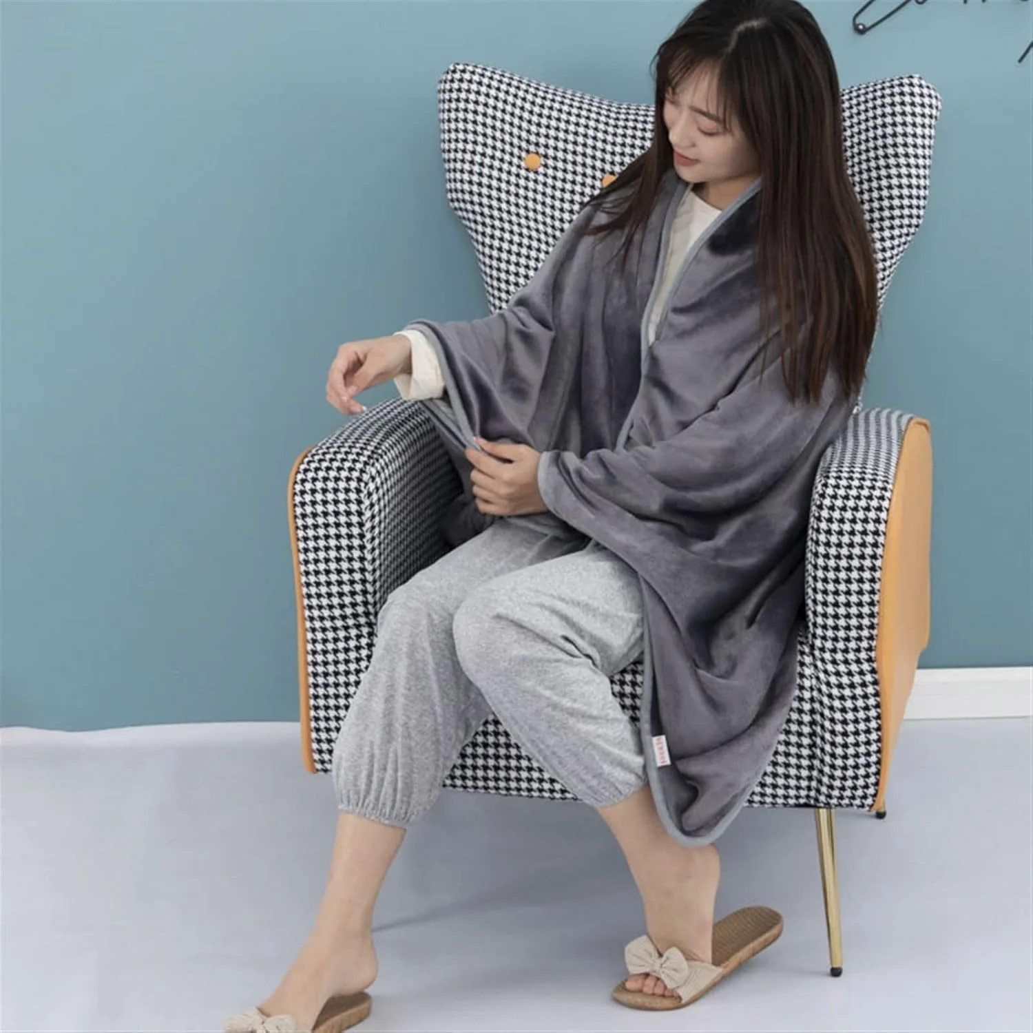 VINAMY Blankets Wearable Blanket Weighted Hoodie And Throws Fluffy Blankets Cover On The Sofa Home Bath Towel With Sleeves for Beds(100x150cm)