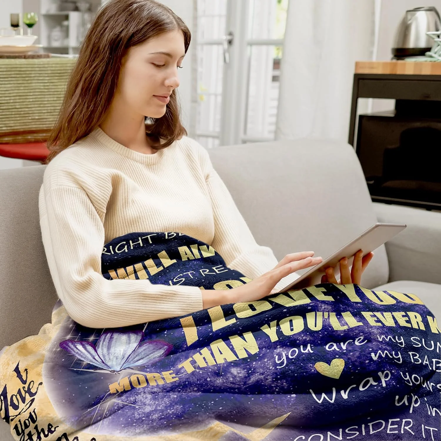 هدیه های Vetbuosa برای دختر از طرف مادر، هدیه تولد دختر، هدیه کریسمس/فارغ التحصیلی/روز ولنتاین برای دختر، پتوی دخترانه 152x127 سانتی متر