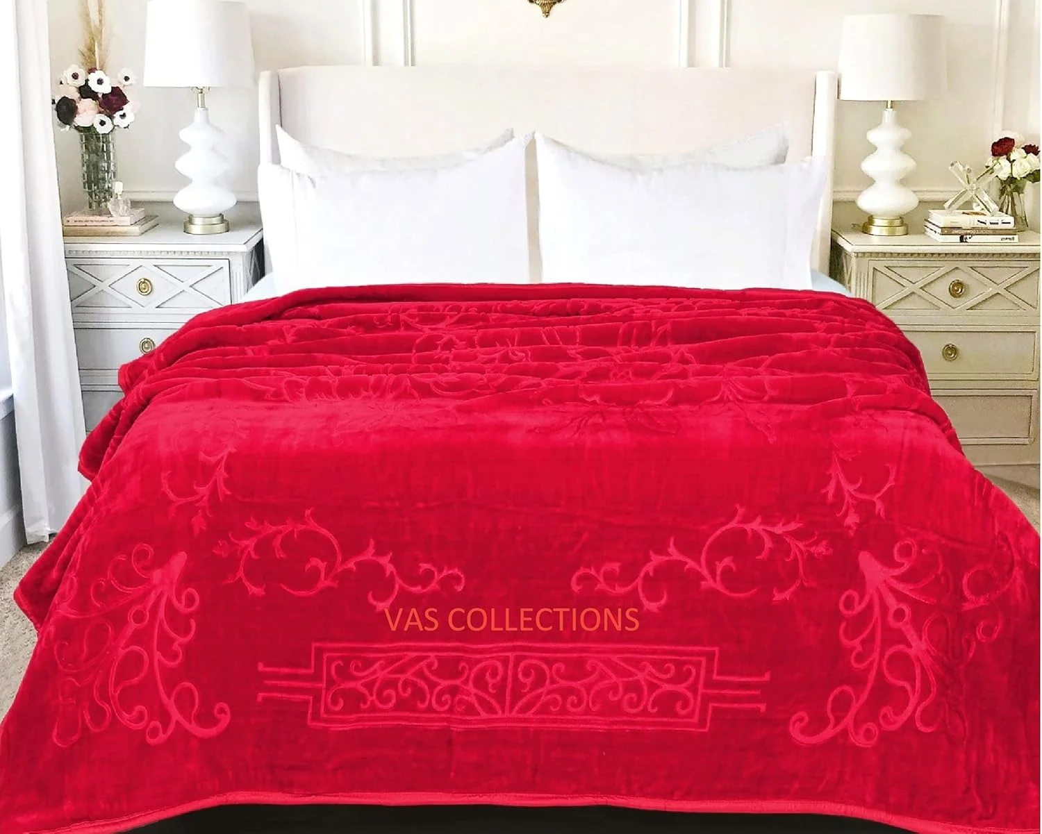 پتو دونفره مخملی واس کالکشن، قرمز، مارون، 1 عدد