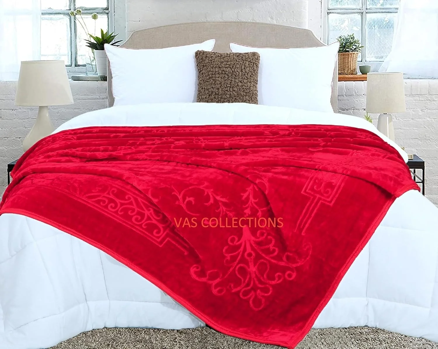 پتو دونفره مخملی واس کالکشن، قرمز، مارون، 1 عدد