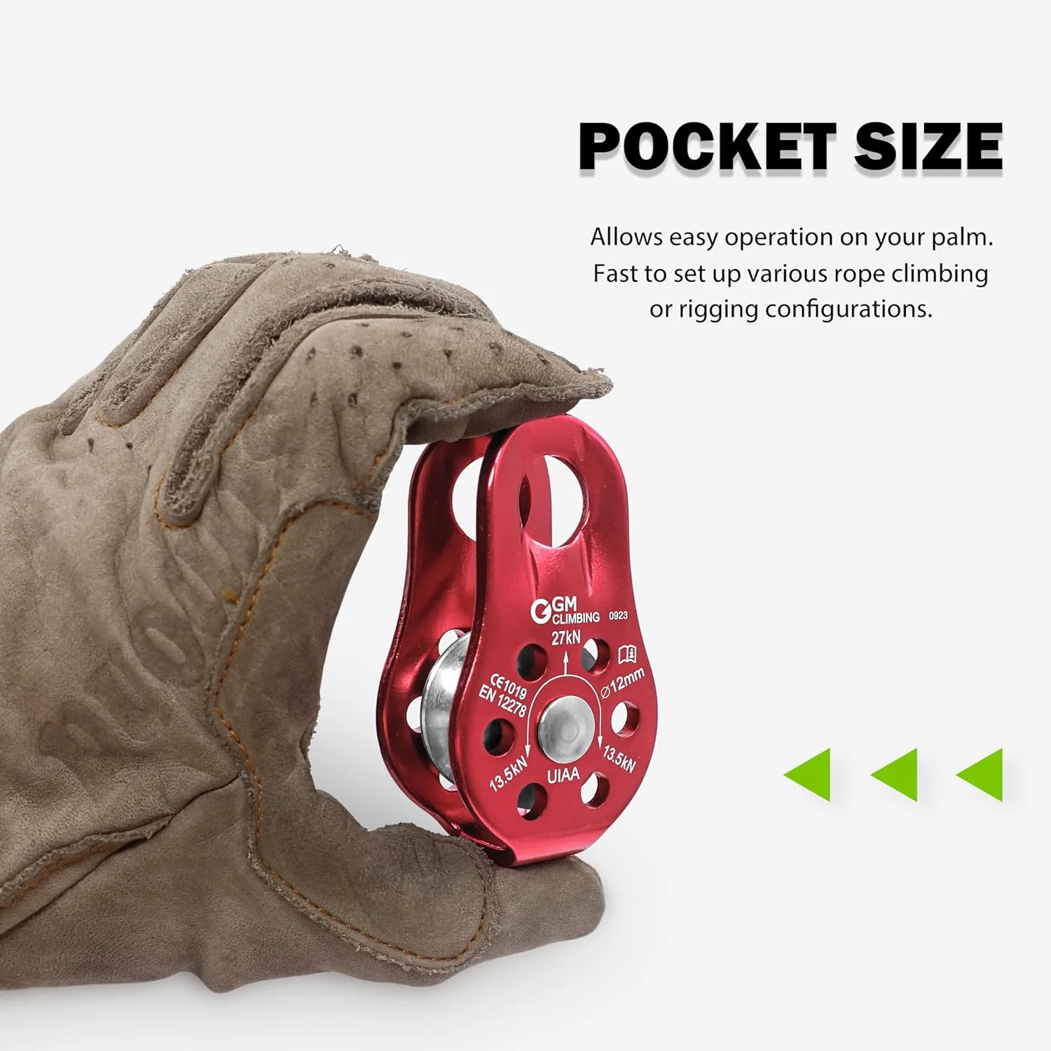 GM CLIMBING 29kN UIAA Certified Micro Pulley Slack Tender for Hitch Tending