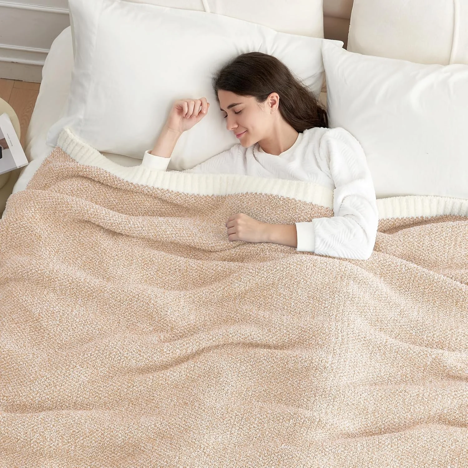 پتوی تختخواب دونفره Snuggle Sac، رنگ بژ هدر، پتوی فوق العاده نرم و گرم، پتوی بافتنی دنج و پشمی برای تخت، بژ هدر، 228x228 سانتی متر (سایز کویین) پتوی تختخواب دونفره Snuggle Sac، رنگ بژ هدر، پتوی فوق العاده نرم و گرم، پتوی بافتنی دنج و پشمی برای تخت، بژ هدر، 228x228 سانتی متر (سایز کویین)