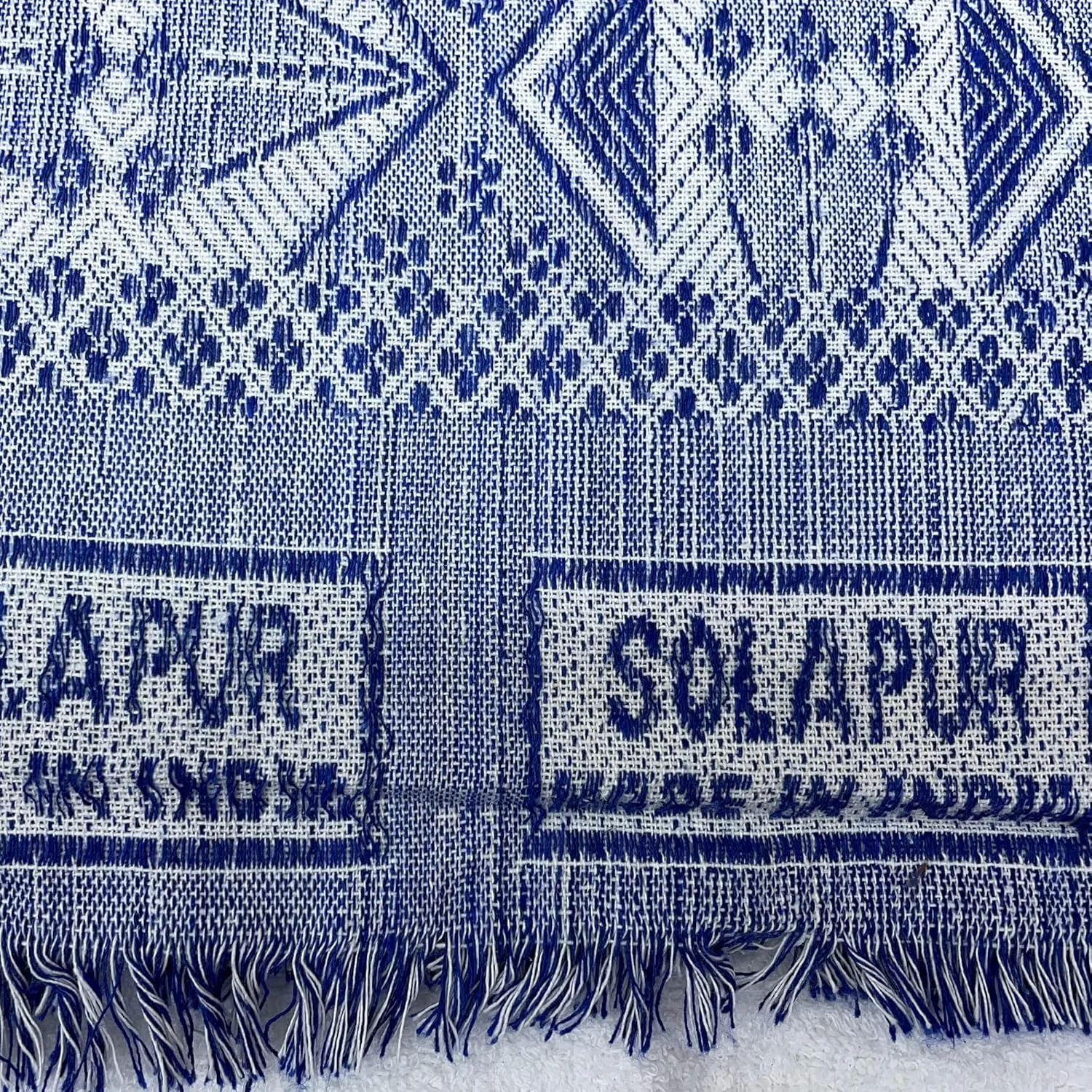 چادر سولاپوری طرح شتری (آبی)