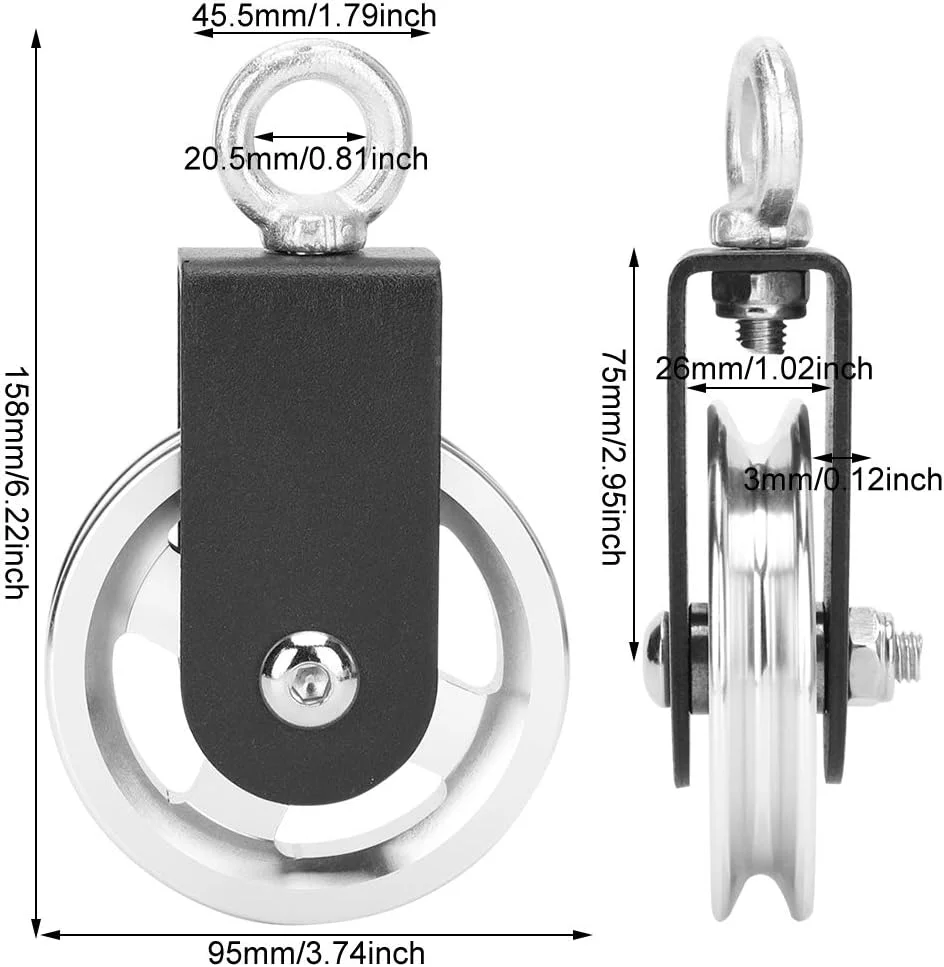 قرقره تجهیزات تمرین عضلات سه سر بازویی GDJmnbv، آهن، قرقره براکت تجهیزات تناسب اندام، بی صدا، آلیاژ آلومینیوم، مقاوم در برابر سایش، برای کار در فضای باز و دیوار خانه چوبی
