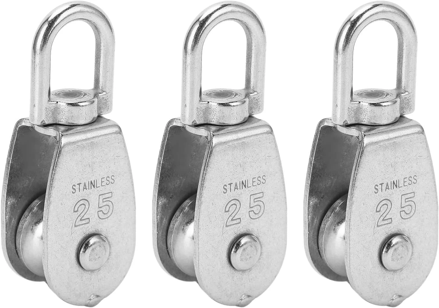 بلوک قرقره تکی Fafeicy، 3 عدد بلوک قرقره تکی استیل ضد زنگ، غلتک قرقره چرخان 360 درجه U شکل با تحمل وزن 150 کیلوگرم