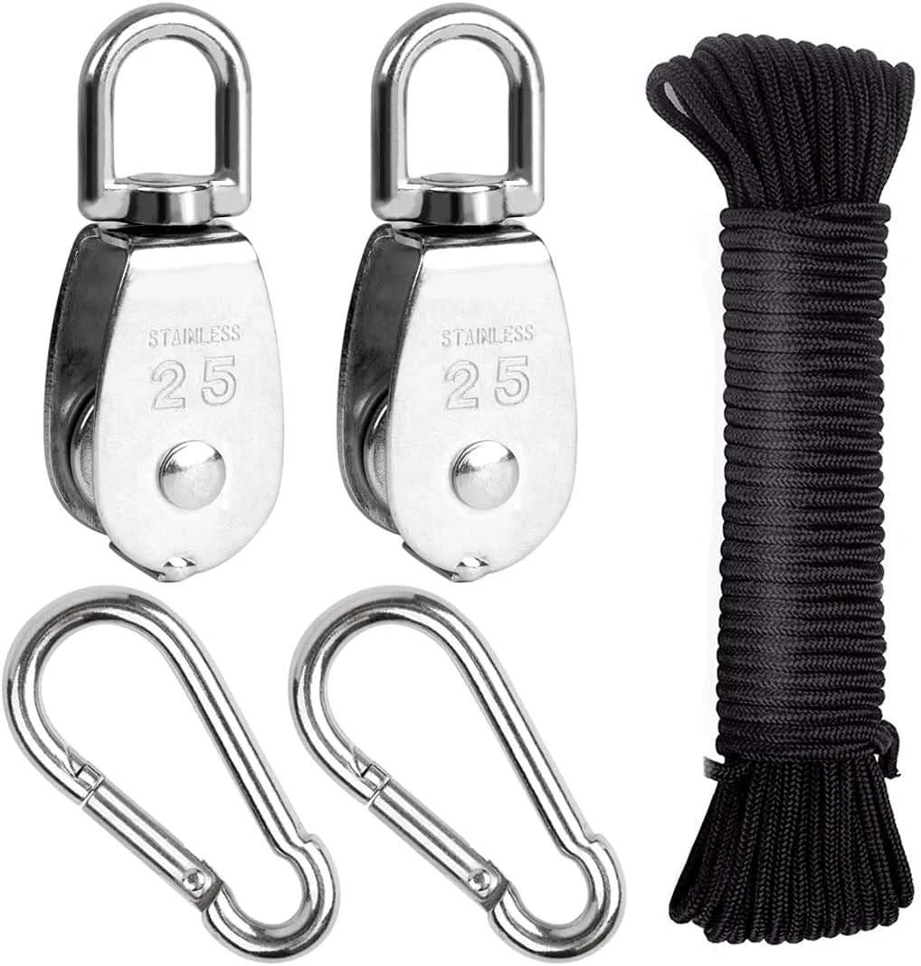 ست قرقره Feibmir، قرقره استیل ضد زنگ 304، قرقره برای طناب، قرقره، قرقره برای کودکان، قرقره کاسه ای، ظرفیت بار 150 کیلوگرم