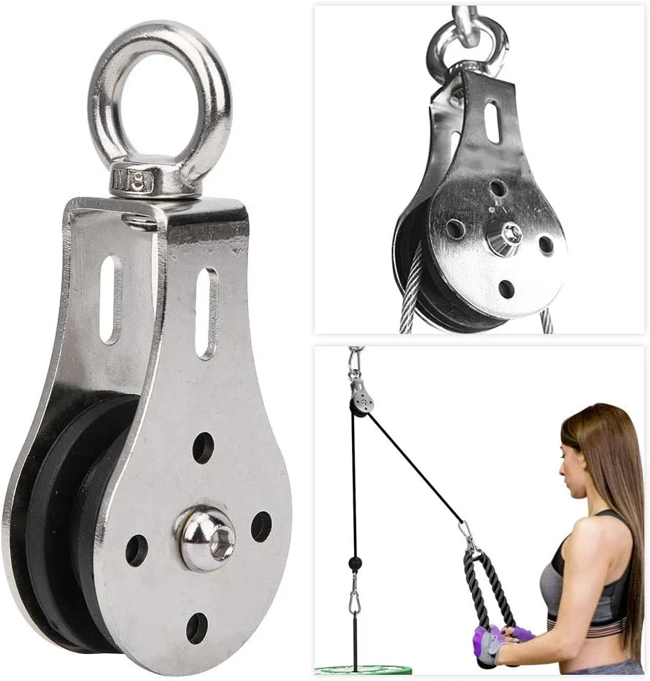 چرخ قرقره کابل EVTSCAN استیل ضد زنگ، قرقره بالابر بلبرینگ تجهیزات تناسب اندام چرخ آویز قرقره ثابت کششی بی صدا