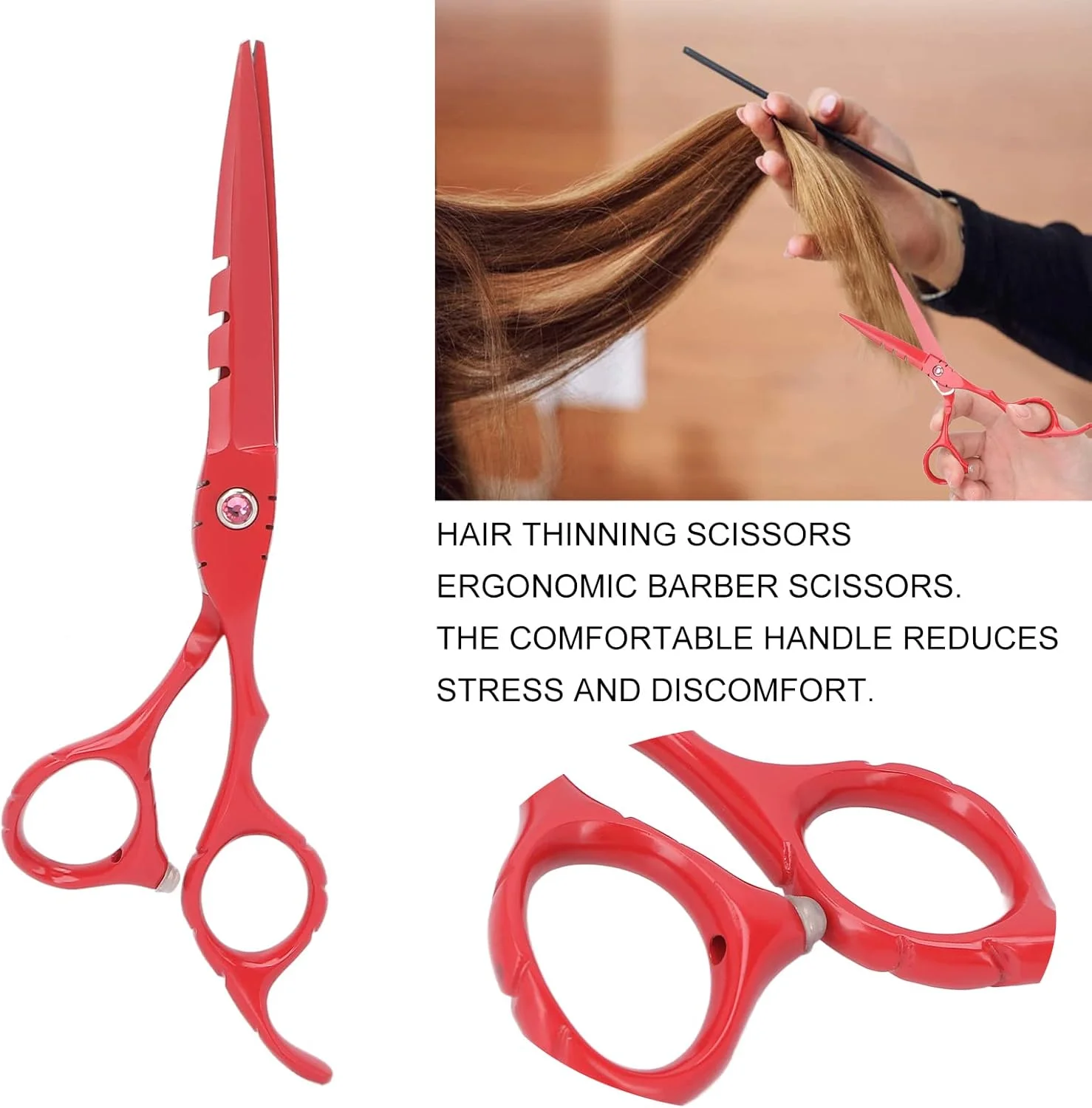قیچی آرایشگری تخت، قیچی آرایشگری حرفه ای 6 اینچی ارگونومیک برای استفاده خانگی (قرمز) قیچی آرایشگری تخت، قیچی آرایشگری حرفه ای 6 اینچی ارگونومیک برای استفاده خانگی (قرمز)
