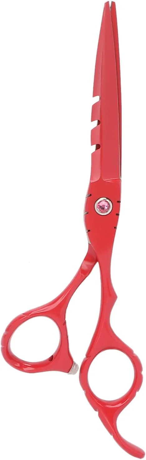 قیچی آرایشگری تخت، قیچی آرایشگری حرفه ای 6 اینچی ارگونومیک برای استفاده خانگی (قرمز) قیچی آرایشگری تخت، قیچی آرایشگری حرفه ای 6 اینچی ارگونومیک برای استفاده خانگی (قرمز)