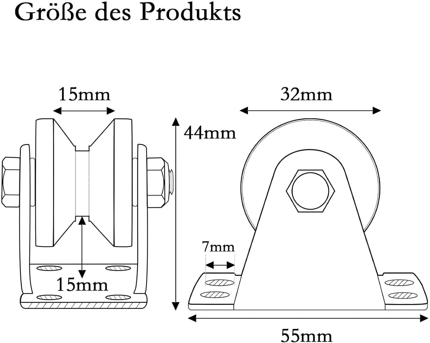 قرقره کابل فولادی 32 میلی متری KCNOFNC، قرقره نوع V برای طناب ها، قرقره با 2 بلبرینگ، بسته 2 عددی