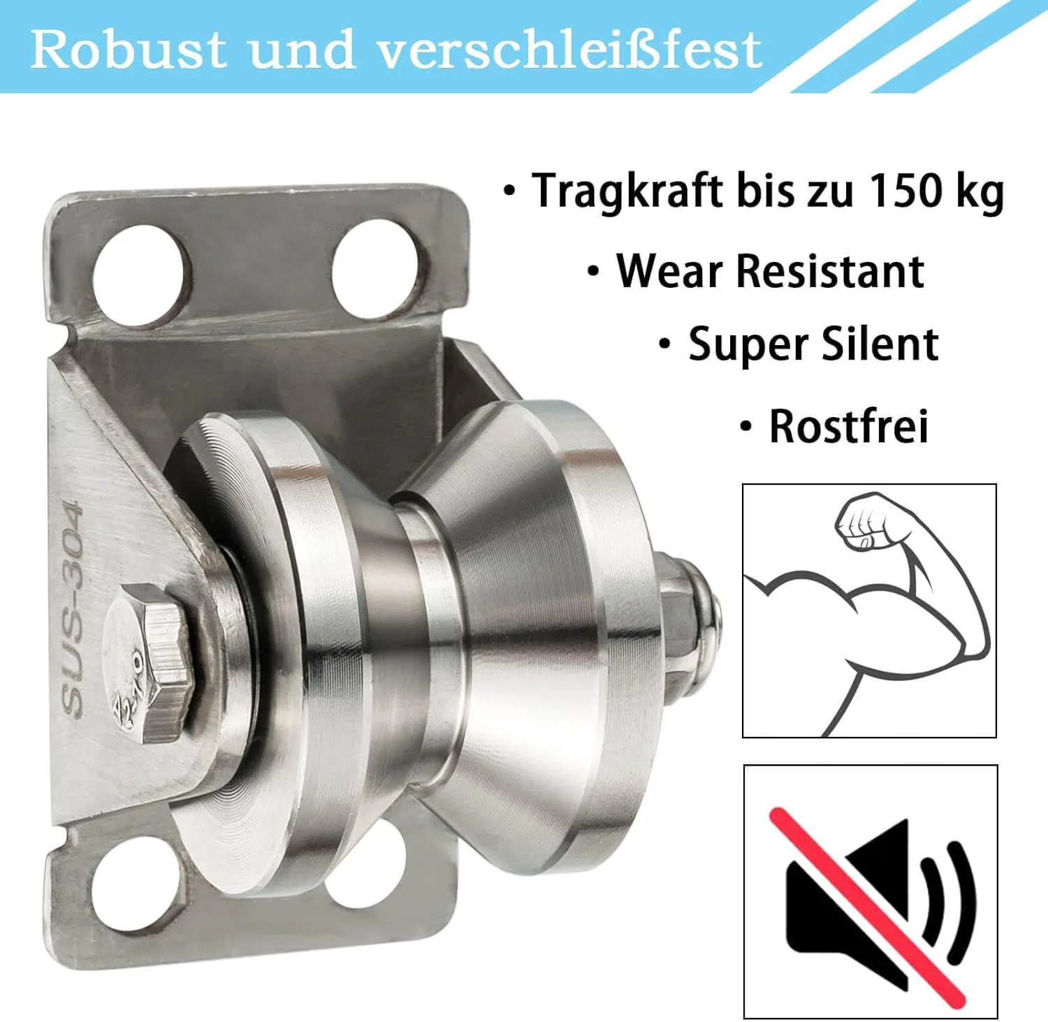 قرقره کابل فولادی 32 میلی متری KCNOFNC، قرقره نوع V برای طناب ها، قرقره با 2 بلبرینگ، بسته 2 عددی