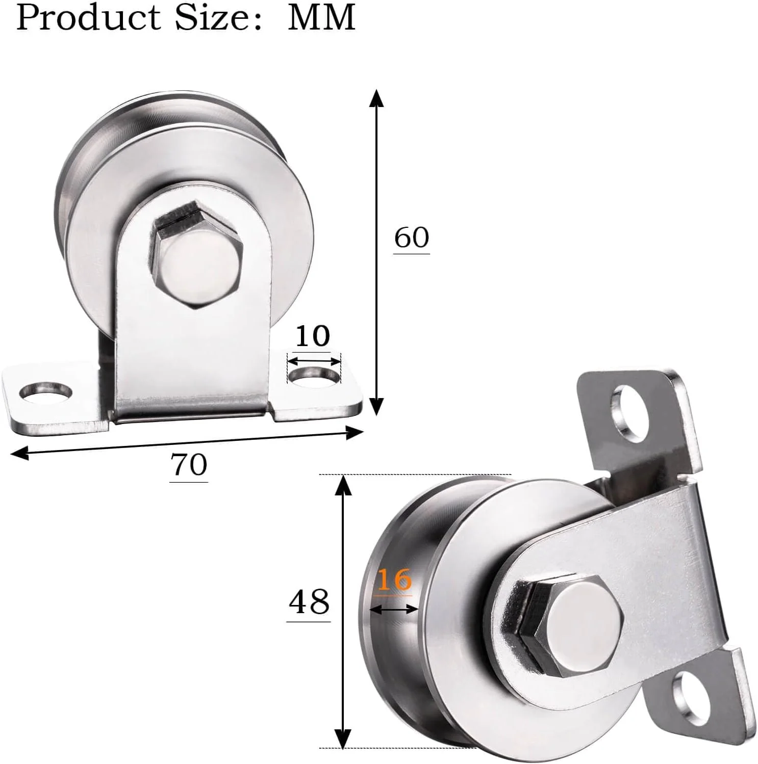 قرقره کابل فولادی 48 میلی متری KCNOFNC، قرقره کابل با 2 بلبرینگ، قرقره برای طناب، بسته 1 عددی
