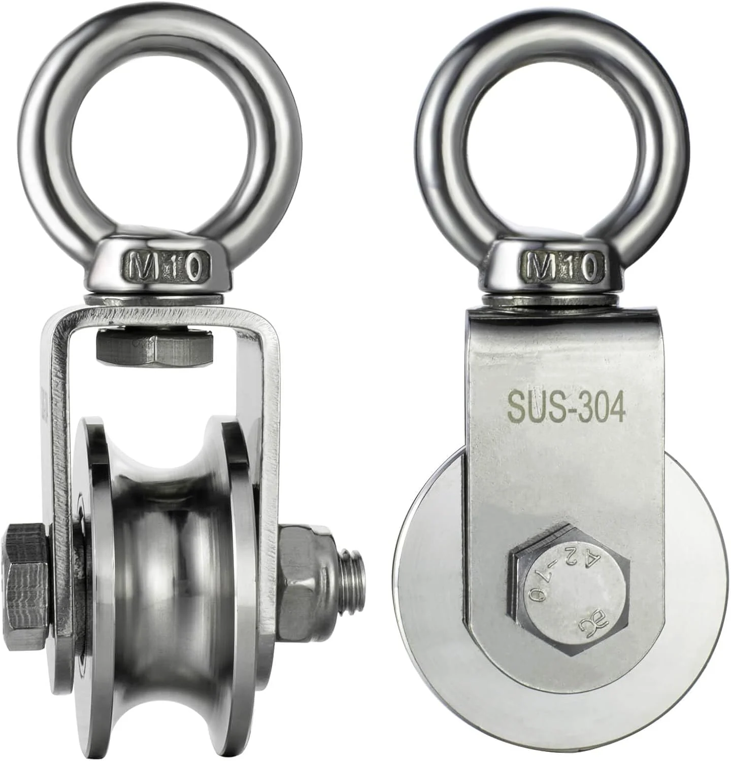 قرقره استیل ضد زنگ 201 KCNOFNC برای کابل فولادی، قرقره برای طناب، قرقره با 2 بلبرینگ، ظرفیت بار 500 کیلوگرم، بسته 2 عددی