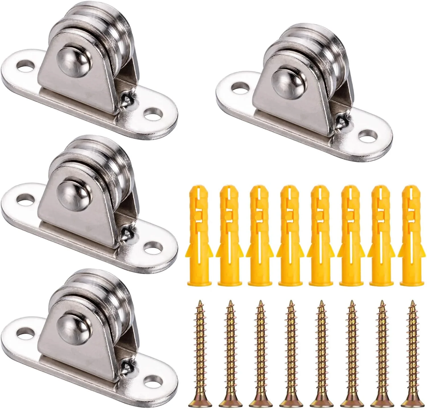 قرقره KCNOFNC با بلبرینگ، قرقره برای طناب، سایبان خورشیدی، گلخانه، سایبان، بسته 4 عددی