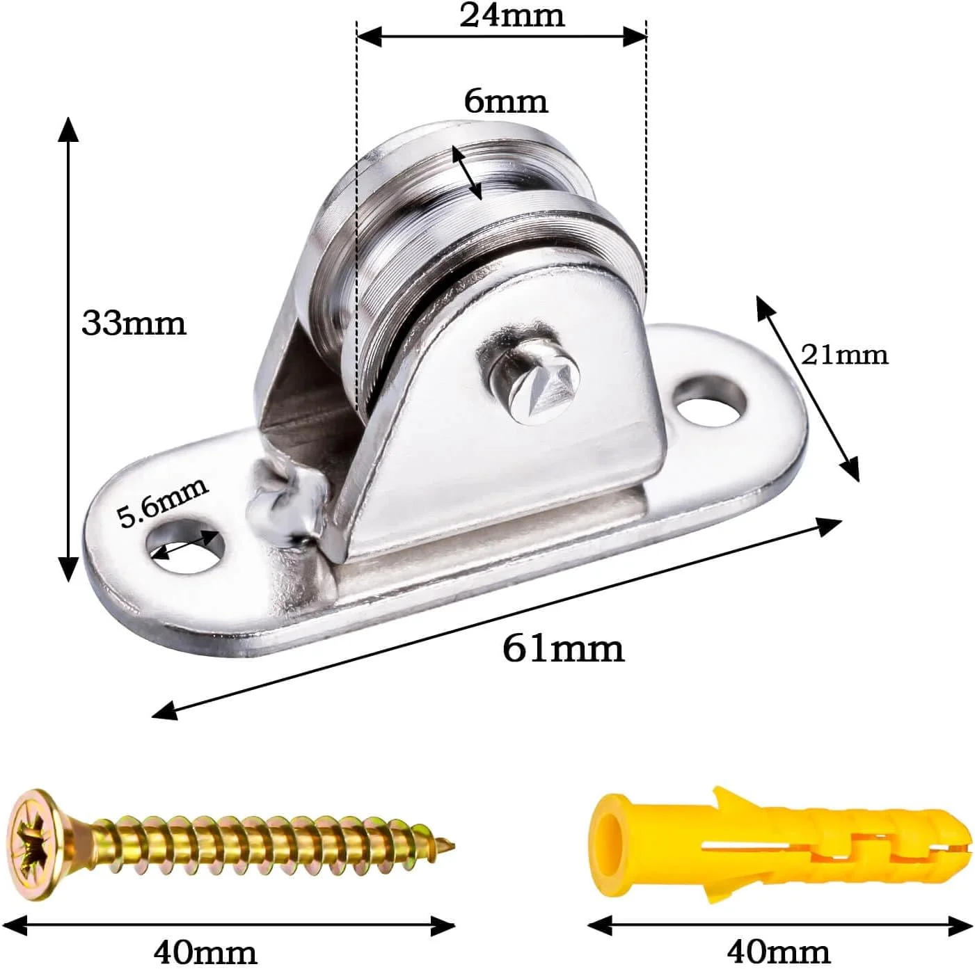 قرقره KCNOFNC با بلبرینگ، قرقره برای طناب، سایبان خورشیدی، گلخانه، سایبان، بسته 4 عددی