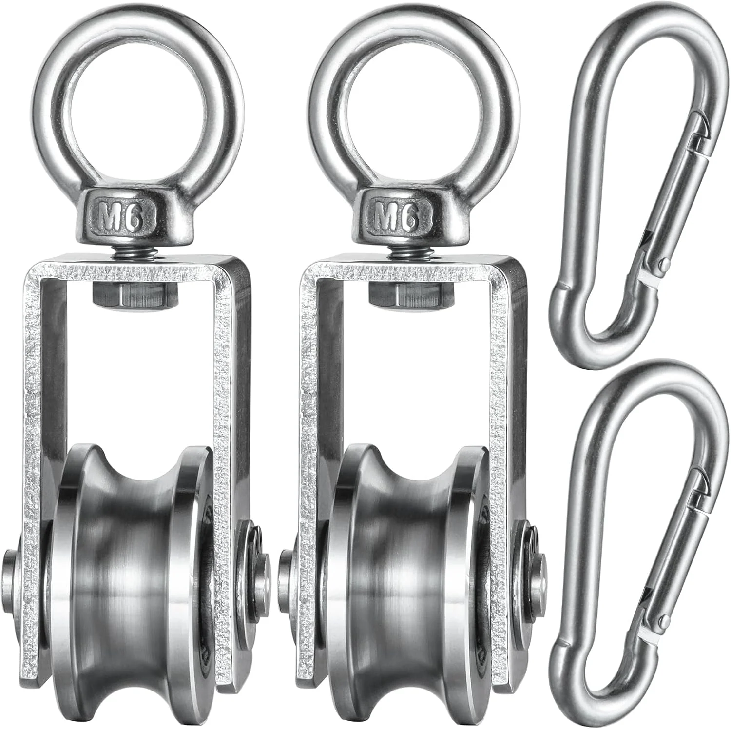 مجموعه 2 عددی قرقره کابل فولادی KCNOFNC با قلاب کارابین M7، بلبرینگ داخلی، قرقره طناب استیل ضد زنگ برای طناب ها مجموعه 2 عددی قرقره کابل فولادی KCNOFNC با قلاب کارابین M7، بلبرینگ داخلی، قرقره طناب استیل ضد زنگ برای طناب ها