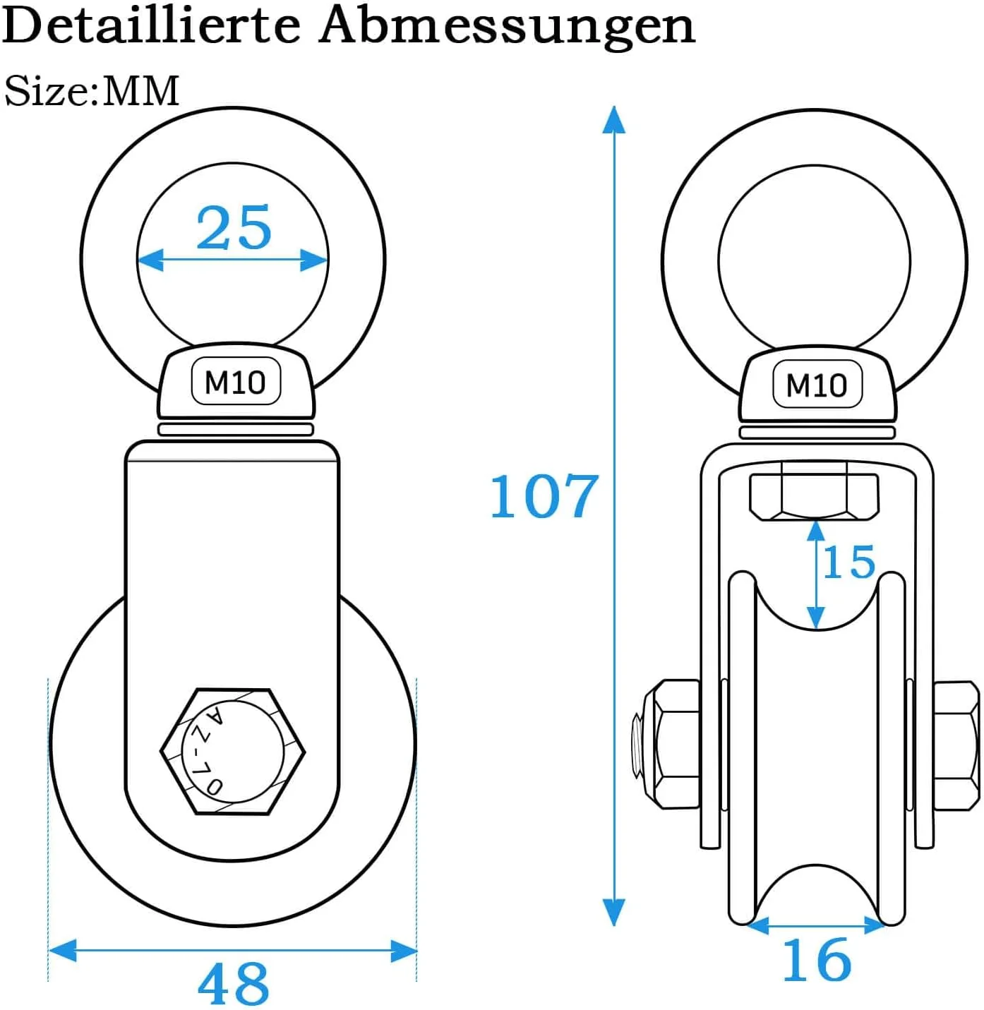 قرقره استیل ضد زنگ 201 KCNOFNC برای کابل فولادی، قرقره برای طناب، قرقره با 2 بلبرینگ، ظرفیت بار 500 کیلوگرم، بسته 2 عددی
