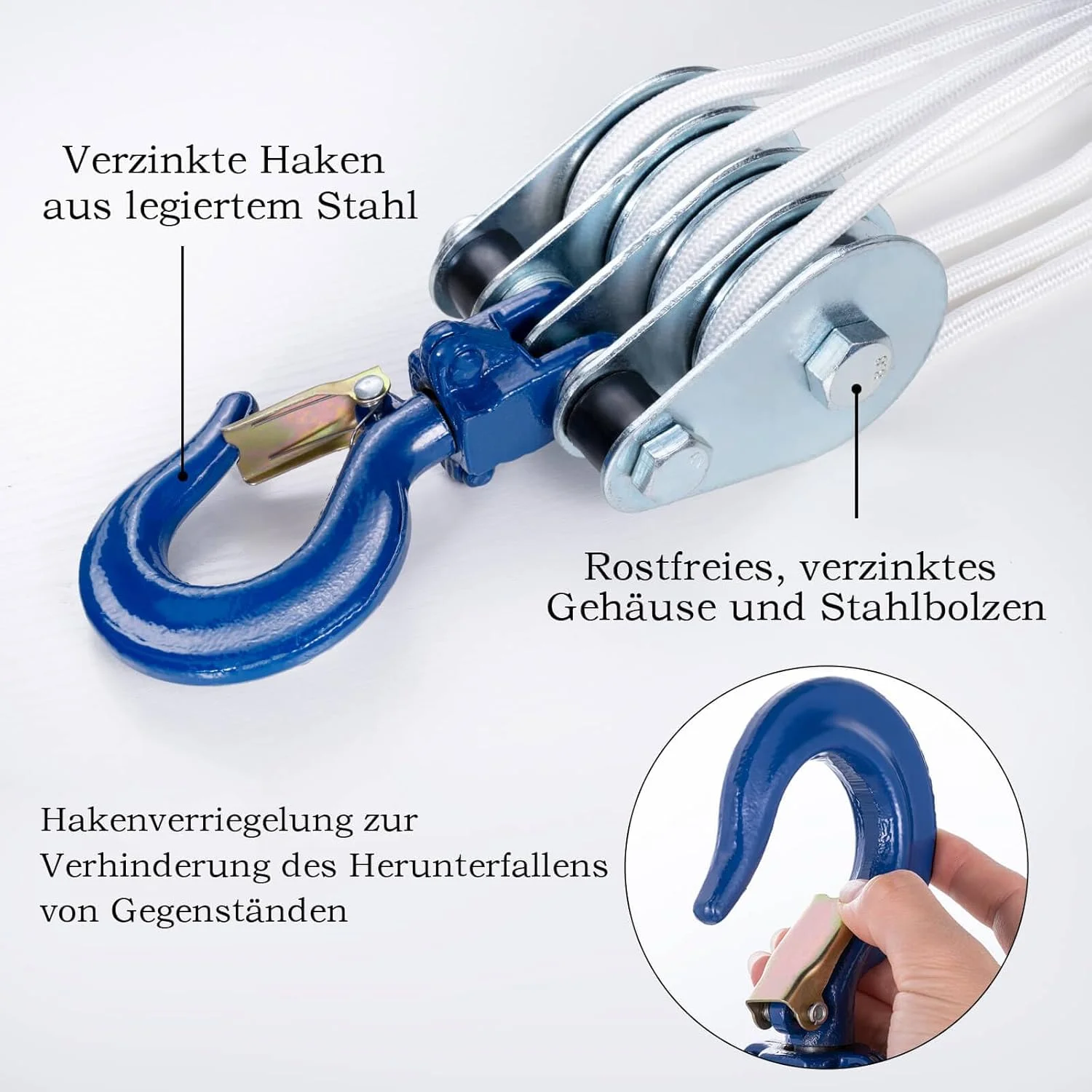 قرقره چهار چرخ تک تن KCNOFNC با بلبرینگ و قلاب، قرقره برای طناب های 10 میلی متری، کابل فولادی، برای لوازم جانبی جنگلداری، وینچ قرقره کابل، بسته 1 عددی