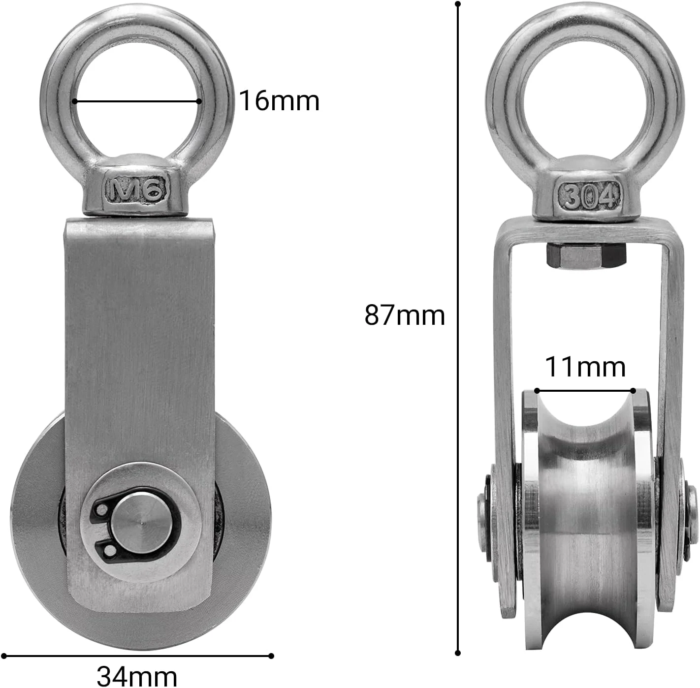 مجموعه 4 عددی قرقره KCNOFNC با 2 بلبرینگ، قرقره استیل ضد زنگ ورزشی برای طناب، کابل فولادی، ظرفیت بار 250 کیلوگرم