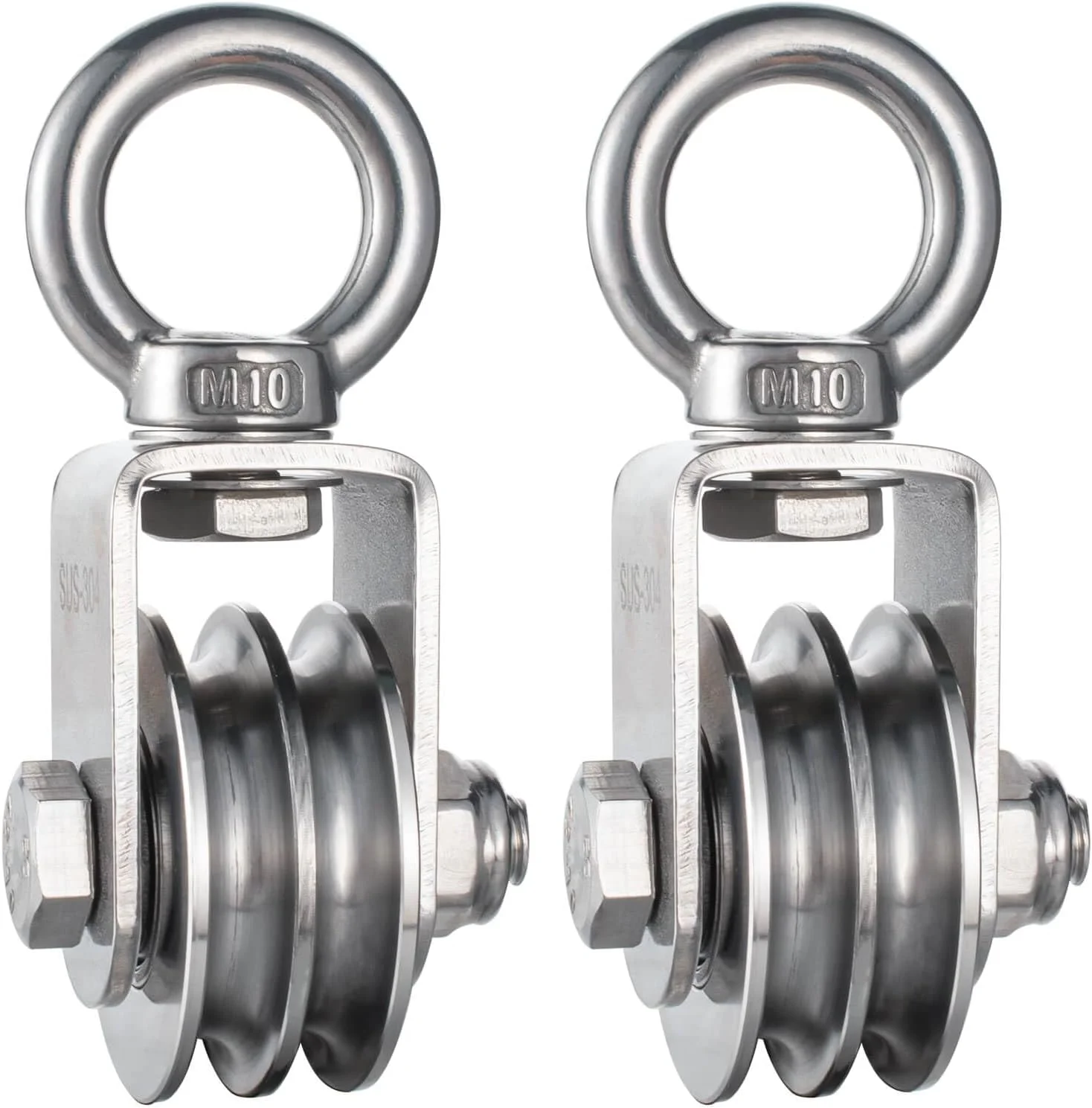 قرقره دوبل KCNOFNC با 2 بلبرینگ، قرقره استیل ضد زنگ، قرقره برای طناب های 8 میلی متری، کابل فولادی، ظرفیت بار 500 کیلوگرم، بسته 2 عددی قرقره دوبل KCNOFNC با 2 بلبرینگ، قرقره استیل ضد زنگ، قرقره برای طناب های 8 میلی متری، کابل فولادی، ظرفیت بار 500 کیلوگرم، بسته 2 عددی