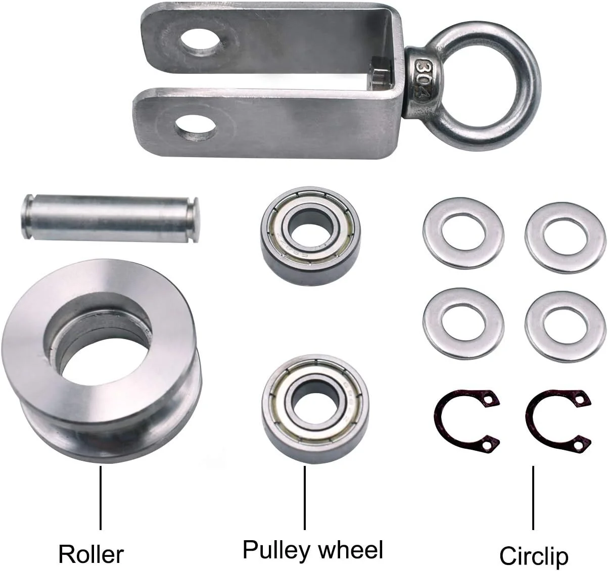مجموعه 4 عددی قرقره KCNOFNC با 2 بلبرینگ، قرقره استیل ضد زنگ ورزشی برای طناب، کابل فولادی، ظرفیت بار 250 کیلوگرم