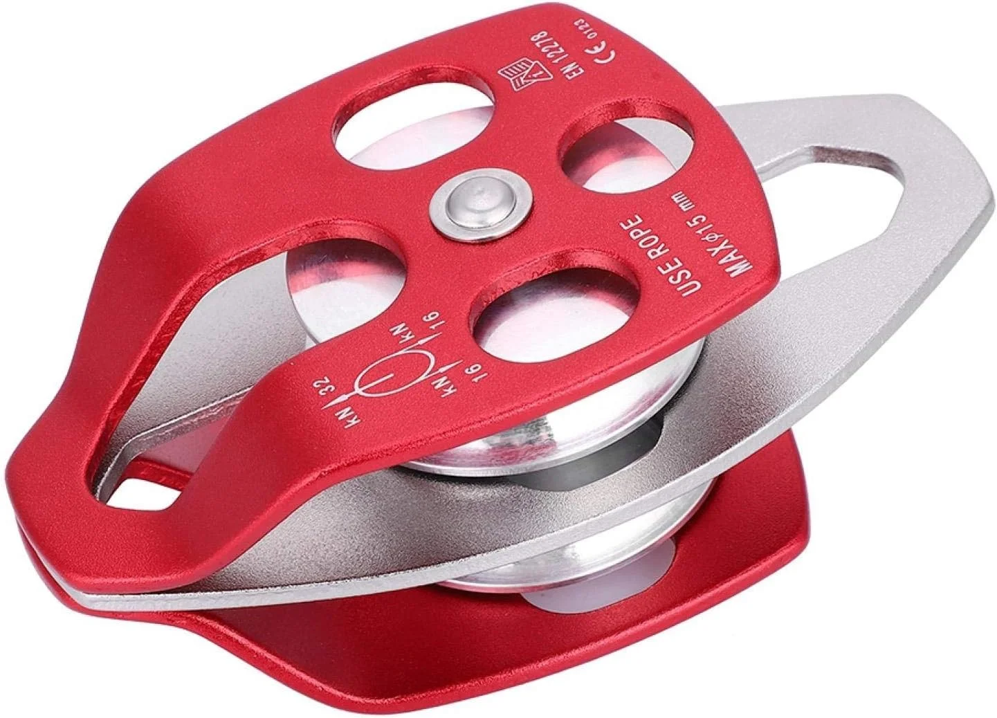 قرقره صعود مییا، 1 عدد قرقره چرخان تکی آلومینیومی قرمز برای حمل و نقل و صعود