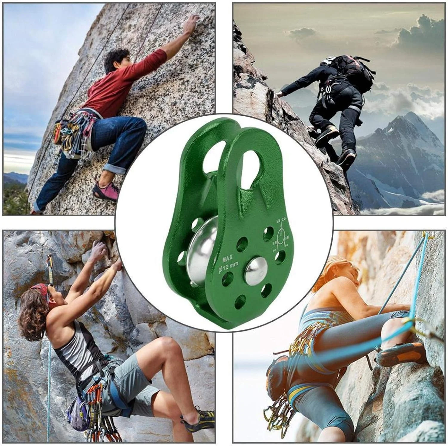 قرقره سنگ نوردی Meiyya، تجهیزات نوردی قرقره ای برای فضای باز (سبز)