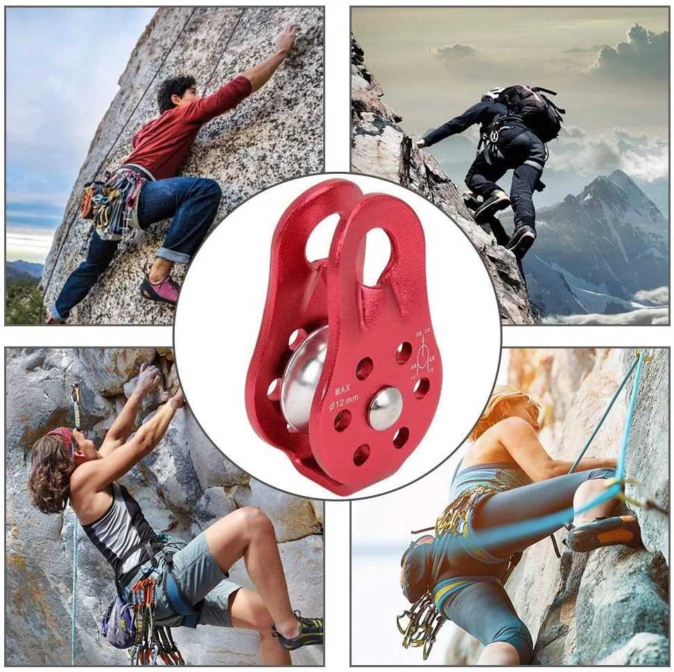 قرقره کوهنوردی آلیاژ آلومینیوم سنگین تک قرقره طناب ثابت صخره نوردی ابزار ایمنی در فضای باز