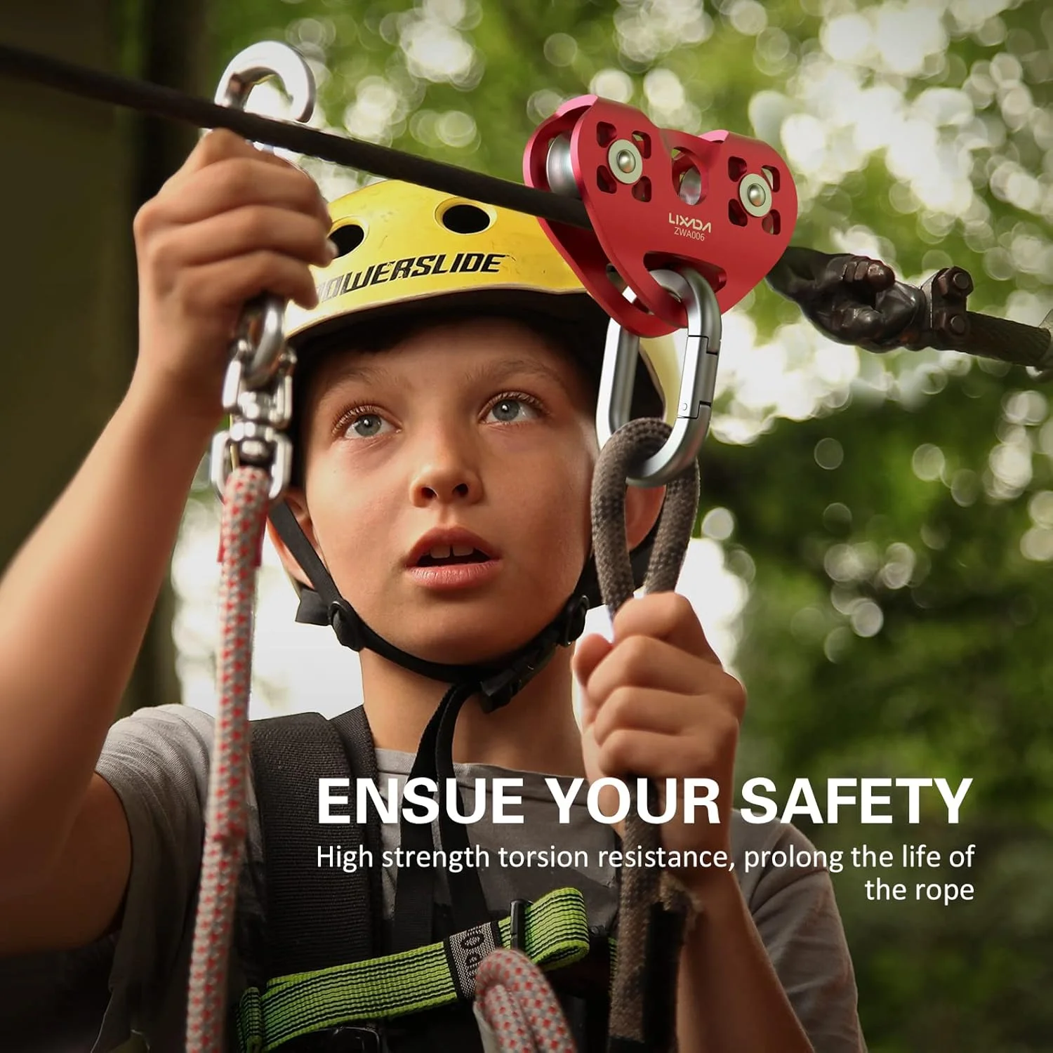 قرقره زیپ لاین Lixada، قرقره دوگانه سرعتی تاندم 30kN نجات، قرقره دوگانه صخره نوردی با بلبرینگ / قرقره تکی 20KN آلومینیومی با چشم ثابت برای صخره نوردی