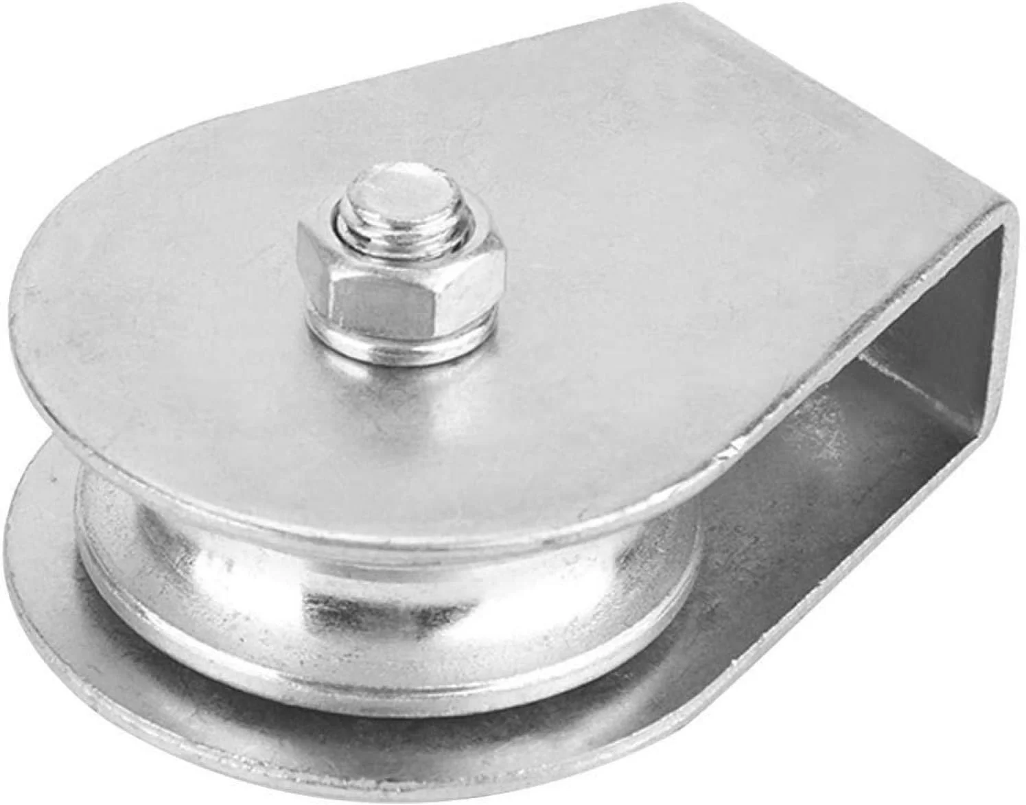 قرقره تک چرخ استیل ضد زنگ با ظرفیت بارگیری 0.3 تن، عملیات حرارتی شده برای سیم بکسل فولادی مناسب جرثقیل کششی (یاتاقان یکپارچه بدون حلقه)