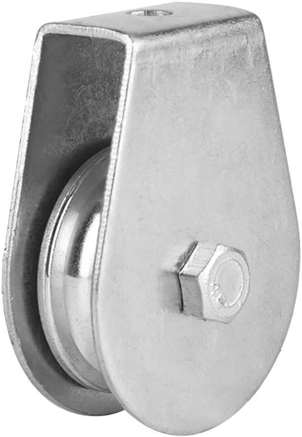 قرقره تک چرخ استیل ضد زنگ با ظرفیت بارگیری 0.3 تن، عملیات حرارتی شده برای سیم بکسل فولادی مناسب جرثقیل کششی (یاتاقان یکپارچه بدون حلقه)