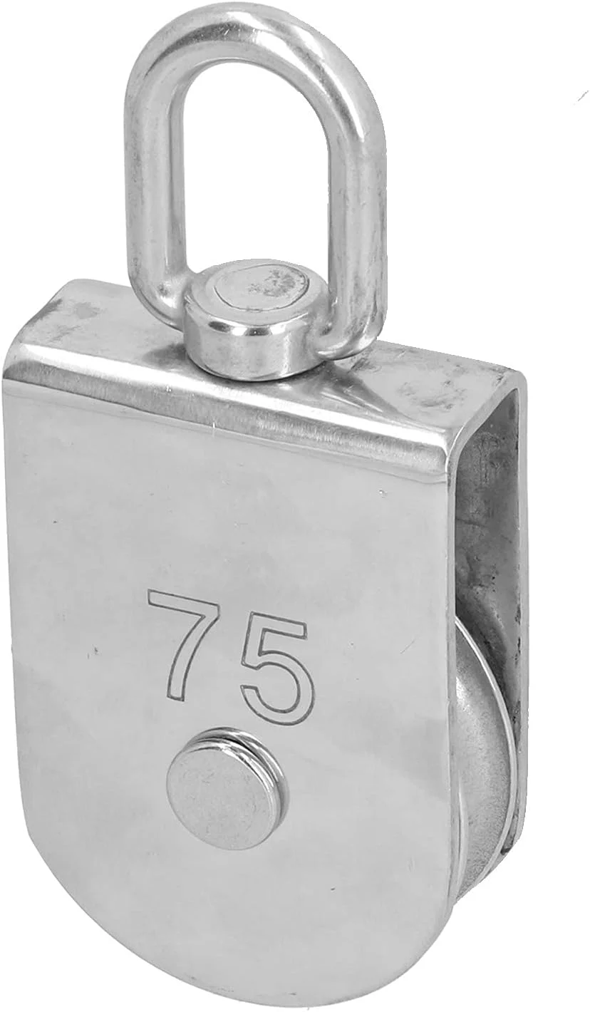 قرقره تک چرخ چرخشی بارگیری، ظرفیت بارگیری 750 کیلوگرم، استیل ضد زنگ 316، قرقره طناب بالابر چرخشی تک چرخ سنگین، چرخ 3 اینچی