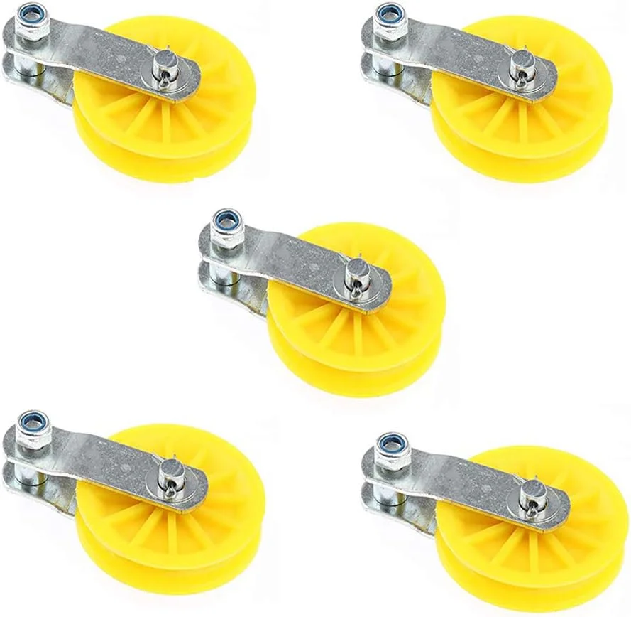 قرقره غلتکی بلوک پلاستیکی بالابر لوازم طیور حیاط خلوت برای درب بازکن اتوماتیک مرغداری، زرد، 1/2/5 عدد، 88 میلی متر