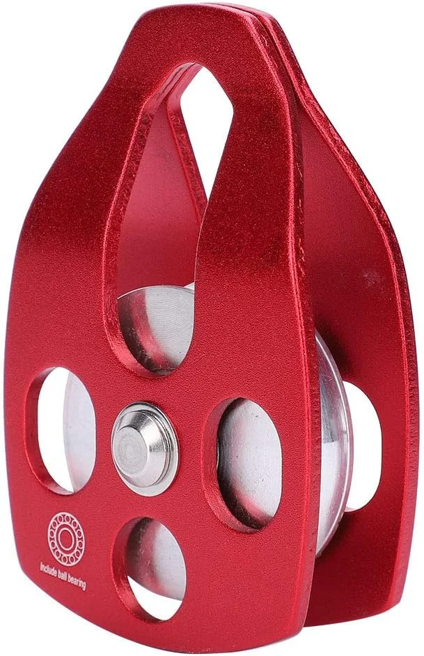 قرقره تکی 30KN Keenso با قرقره بزرگ آلیاژ آلومینیوم برای نجات کوهستان، صخره نوردی در فضای باز و کار در ارتفاع (قرمز)