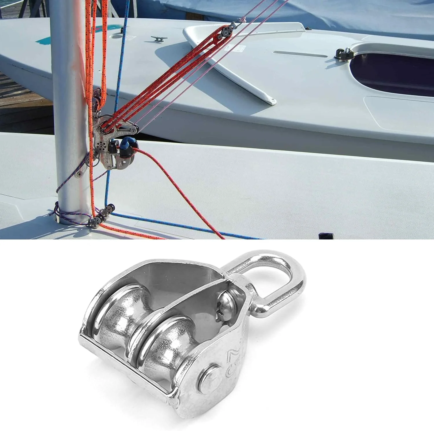 قرقره دریایی Leapiture، قرقره بالابر دو چرخ، قرقره دو غلتکی چرخشی، فولاد ضد زنگ 316، لوازم جانبی قایق برای کشتی ها