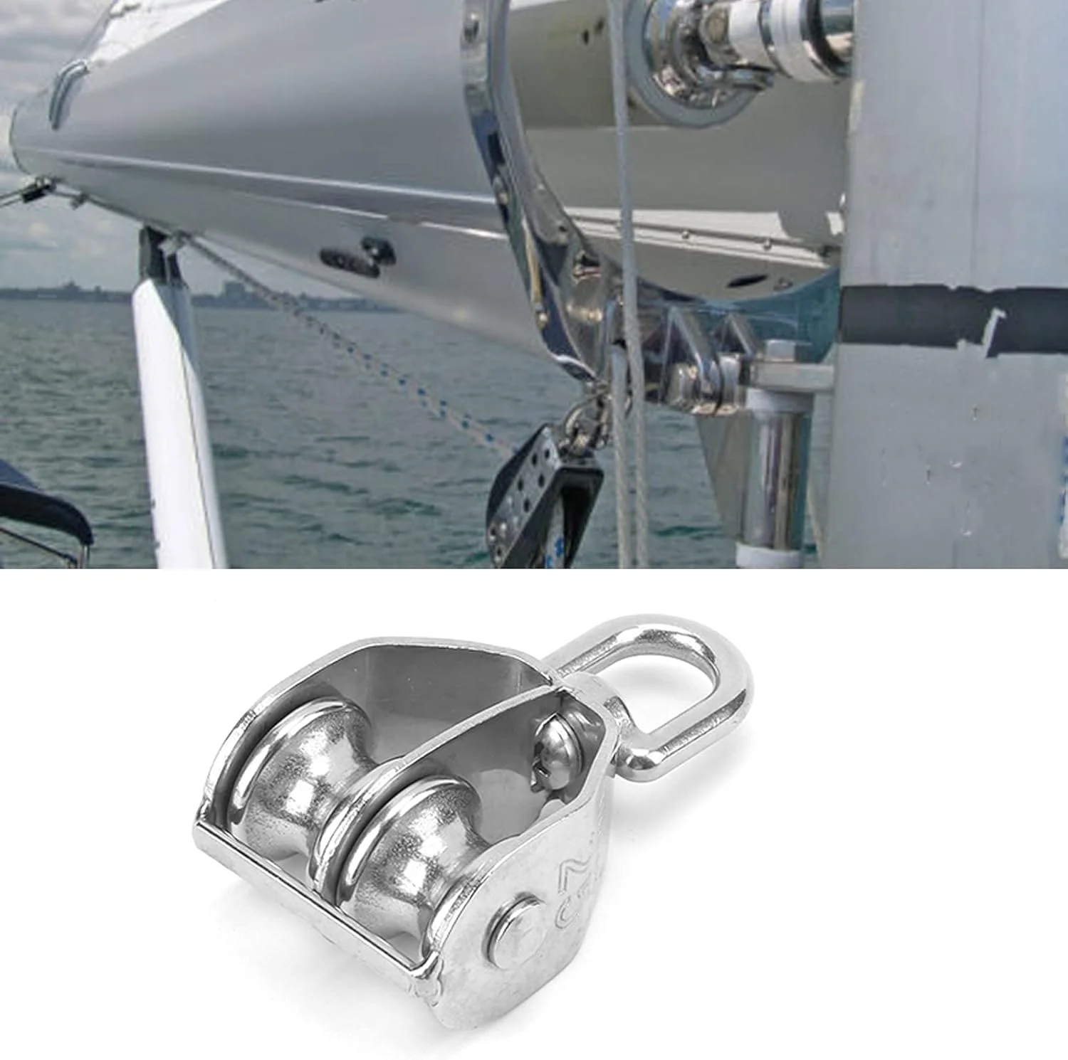 قرقره دریایی Leapiture، قرقره بالابر دو چرخ، قرقره دو غلتکی چرخشی، فولاد ضد زنگ 316، لوازم جانبی قایق برای کشتی ها