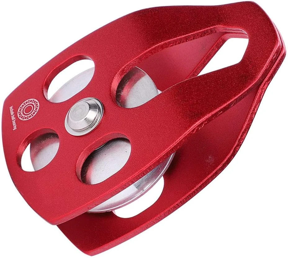 قرقره تکی 30KN Keenso با قرقره بزرگ آلیاژ آلومینیوم برای نجات کوهستان، صخره نوردی در فضای باز و کار در ارتفاع (قرمز)