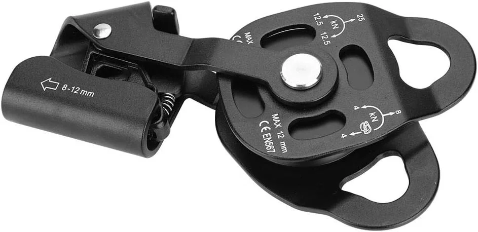 قرقره تکی Keenso، قرقره طناب با چرخ غلتکی مقاوم با ظرفیت باربری 25KN با دندانه های ضد لغزش برای نجات در ارتفاعات بالا و بالابر در فضای باز