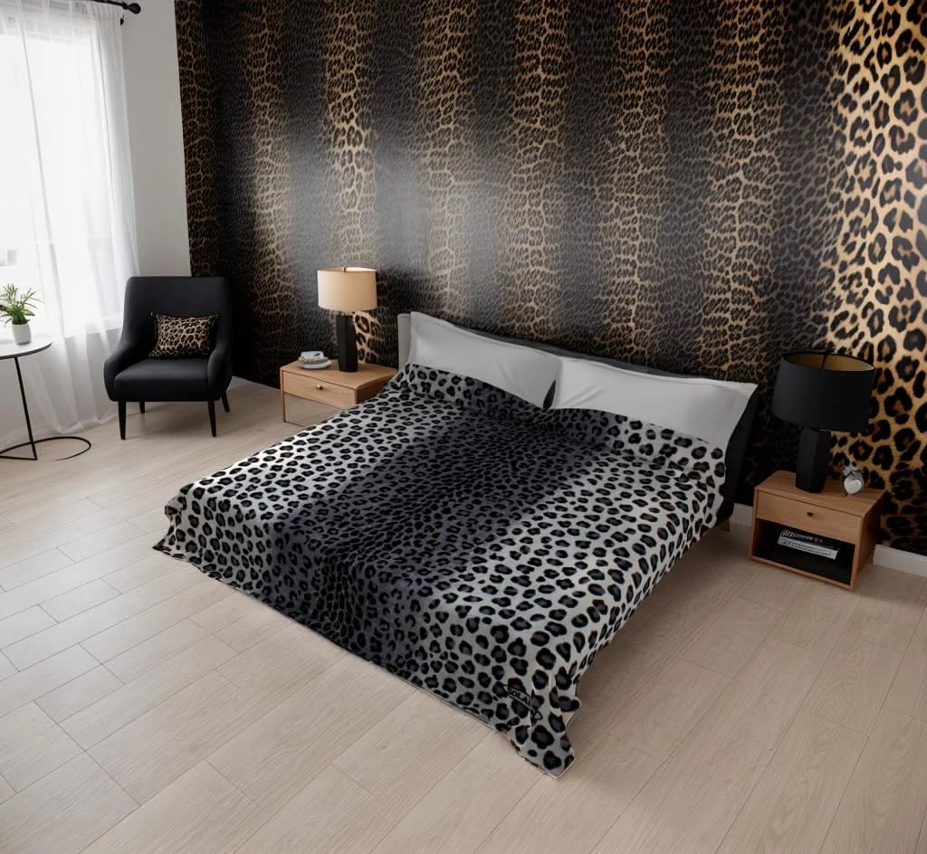 پتو سولارون فوق العاده ضخیم، سنگین وزن، ابریشمی نرم، بادوام، دو رو، مناسب تخت خواب، لحاف و روتختی (Queen, پلنگی خاکستری)