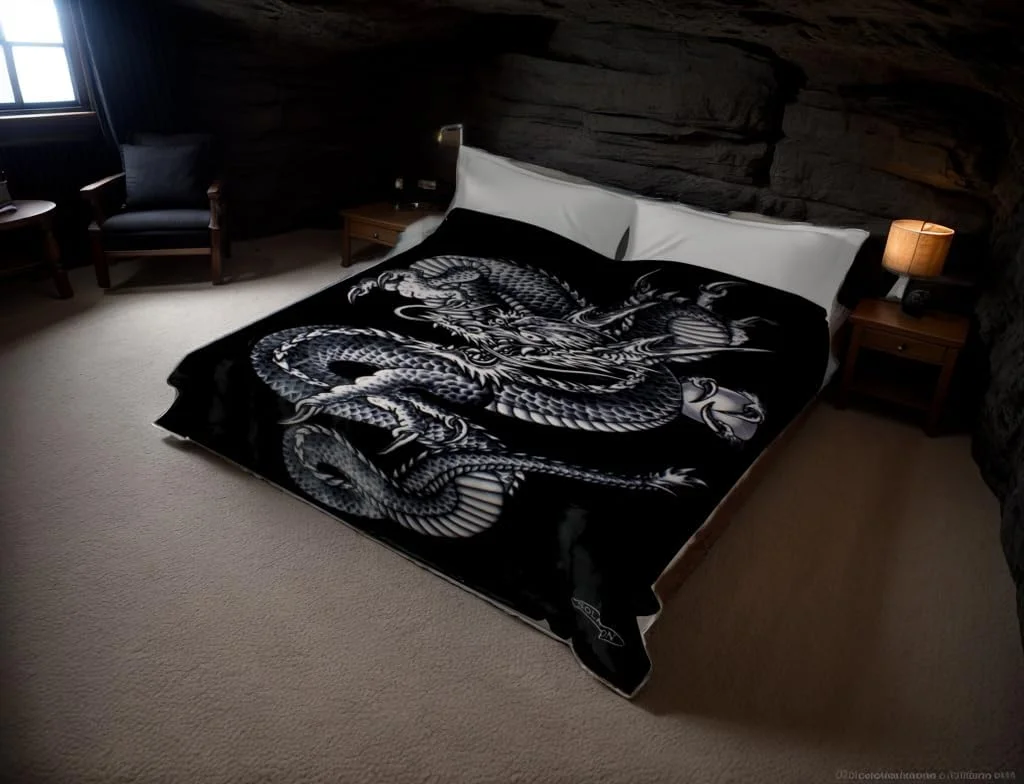SOLARON Korean Super Thick Heavy Weight Mink Blanket (King, Dragon Black)