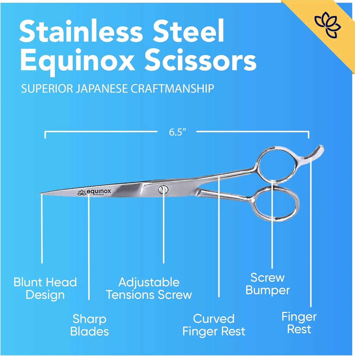 قیچی آرایشگری حرفه ای Equinox International با تکیه گاه انگشت و درج انگشت - قیچی اصلاح مو با تیغه یخی - 6.5 اینچ - قیچی موی استیل ضد زنگ قیچی آرایشگری حرفه ای Equinox International با تکیه گاه انگشت و درج انگشت - قیچی اصلاح مو با تیغه یخی - 6.5 اینچ - قیچی موی استیل ضد زنگ