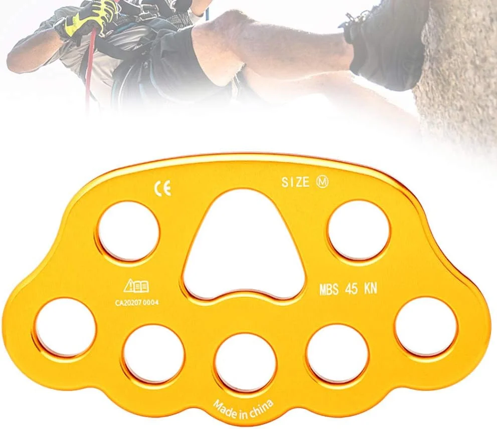 قرقره کوهنوردی قرقره طناب نوردی درخت نوردی 45 کیلونیوتن، قرقره آلیاژ آلومینیوم منیزیم با ضلع ثابت، صفحه جزء نیرو 8 سوراخ، 90.6x159.7 میلی متر