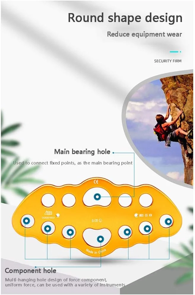 قرقره کوهنوردی، 35kn بادوام و چند منظوره برای سیستم قرقره غارنوردی و نجات صخره نوردی و سایر فعالیت های فضای باز، صفحه جزء نیروی 3 سوراخه، 90x84 میلی متر